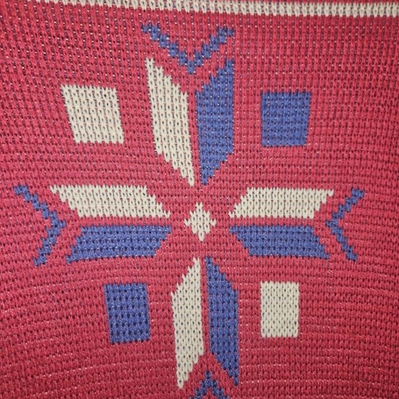 Slalom Vintage 80's Hot Pink Nordic Design Ribbed Turtleneck Knit Ski Sweater - Picture 5 of 16